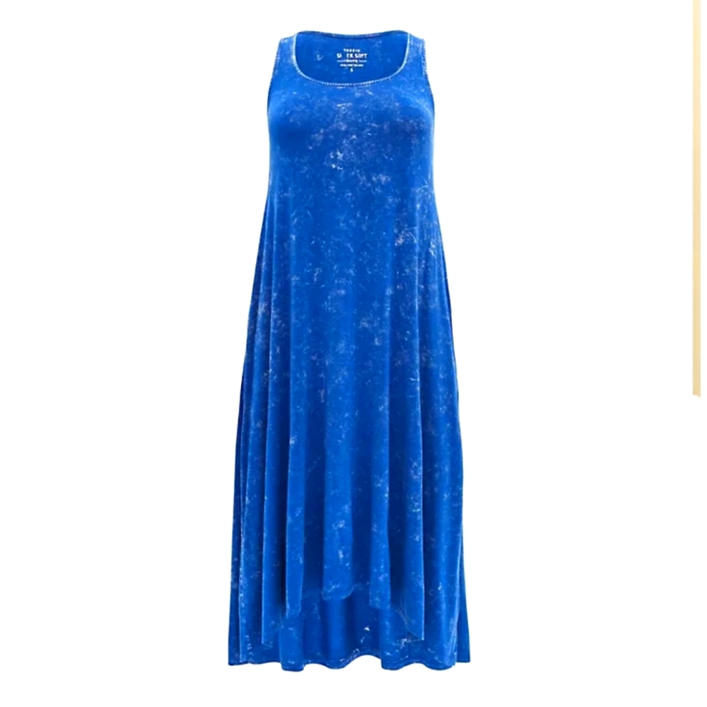 NEW Torrid Hi-lo Maxi Mineral Wash Soft Blue Dress